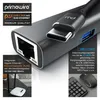 A close-up marketing image of a USB-C hub with an Ethernet port and USB 3.2 Gen2 ports, showing its features and connectivity. Produktbild-Vorschau