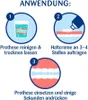 An illustration showing three steps for applying denture adhesive cream. Produktbild-Vorschau