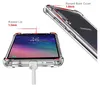 A clear phone case is shown with callouts highlighting its protective features. Produktbild-Vorschau