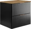 A black cabinet with a brown oak top and a gold handle. Náhled obrázku produktu