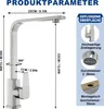 Diagram showing the dimensions and features of a kitchen faucet. Produktbild-Vorschau