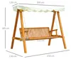 Outsunny 3-Sitzer Hollywoodschaukel Lärche Holz Produktbild-Vorschau 3
