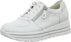 A white leather sneaker with silver accents and a platform sole, shown from a side-diagonal angle against a white background. Anteprima dell’immagine prodotto