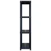 A black plastic shelving unit with four shelves, shown against a white background. Náhled obrázku produktu