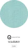A close-up of aqua-colored seersucker fabric with care symbols and text below. Produktbild-Vorschau