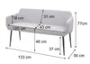 A diagram showing the dimensions of a gray bench. Produktbild-Vorschau