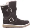 A single gray boot with fur lining and two buckles is shown against a white background. Produktbild-Vorschau