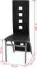 A black faux leather dining chair with dimensions indicated by red lines and text. Náhled obrázku produktu