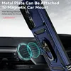 A blue phone case with a ring holder is shown attached to a magnetic car mount on a car's air vent. Produktbild-Vorschau