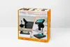 The image shows the retail packaging of a digital microscope. The box displays images of the product and highlights its features. Produktbild-Vorschau