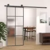 vidaXL Posuvné dveře z hliníku a skla ESG 90x205 cm černé Náhled obrázku produktu 2