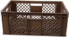 A brown plastic crate with a lattice design is shown against a white background. Produktbild-Vorschau