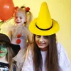 Three children in Halloween costumes, one wearing a yellow cone hat. Produktbild-Vorschau