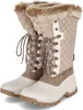 A pair of beige winter boots with fur trim and laces. Produktbild-Vorschau