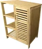 A wooden bathroom cabinet with shelves and a door. Produktbild-Vorschau
