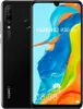 A black Huawei P30 Lite smartphone is shown from the front and back, with the screen displaying the Huawei logo and time. Produktbild-Vorschau