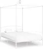 vidaXL Rám postele se stříškou bílý kovový 120 x 200 cm Náhled obrázku produktu 5