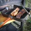 26cm Gusseisen Grillpfanne Holzgriff Pressdeckel Bratpfanne Produktbild-Vorschau 10