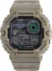 A digital watch with a tan casing and a black face displaying time, date, and tide information. Podgląd zdjęcia produktu