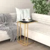 vidaXL Stolik pod komputer czarny marmur 50x35x65 cm szkło Podgląd zdjęcia produktu 2