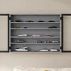 SoBuy Wandvitrine FSB113-DG im Wohnzimmer mit Modellautos und Booten auf den Regalen Anteprima dell’immagine prodotto
