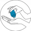 A hand squeezing a blue bottle over another hand, dispensing a drop of liquid. Náhľad obrázku produktu