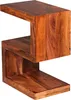 A wooden side table with a unique S-shaped design. Produktbild-Vorschau