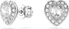 A pair of heart-shaped stud earrings with clear crystals, shown against a white background. Produktbild-Vorschau