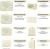 A grid layout showing different sizes of packing cubes and bags with their dimensions and suggested uses. Anteprima dell’immagine prodotto