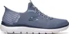A side view of a blue Skechers slip-on sneaker against a white background. Náhled obrázku produktu