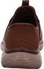 The back view of a brown Skechers slip-on sneaker. Produktbild-Vorschau