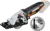 A cordless circular saw with a battery pack and a spare blade, presented against a white background. Produktbild-Vorschau