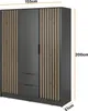 Kleiderschrank Stilo Graphit Grau mit Lamellen – 155 cm, 3 Produktbild-Vorschau 5