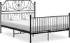 A black metal bed frame with a white mattress and two white pillows, shown against a white background. Produktbild-Vorschau
