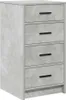 A tall, narrow chest of drawers with a concrete-like finish and black handles, shown from a side-front angle against a white background. Náhled obrázku produktu