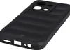 A black phone case with a textured back is shown from a diagonal angle on a white background. Produktbild-Vorschau