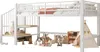 Sweiko 90 x 200 Halbhohes Hochbett mit Stauraumtreppe, Weiß Produktbild-Vorschau 5