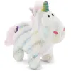 A plush unicorn toy with glittery stripes and a rainbow horn. Produktbild-Vorschau
