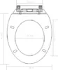 A diagram of a toilet seat with dimensions indicated. Produktbild-Vorschau