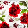 Baumwolle 100% große Rosen rot auf weißem Hintergrund Produktbild-Vorschau 1