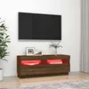 A TV stand with LED lighting and a television mounted above it. Náhled obrázku produktu