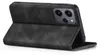 A black flip case for a smartphone is shown standing open. Produktbild-Vorschau