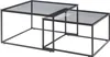 A set of two nesting coffee tables with metal frames and smoked glass tops. Náhľad obrázku produktu