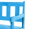 A close-up view of a blue wooden garden bench. Anteprima dell’immagine prodotto