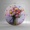 Wanduhr - Rund - Glasuhr - Blumen Vase Grafiken - 30x30cm - Produktbild-Vorschau 3