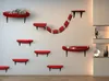 Katzenbrücke, 120x25 cm, 5 Wege und 2 Plattformen, rot, Produktbild-Vorschau 3