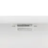 A close-up view of a white bathroom cabinet with two silver magnetic latches. Anteprima dell’immagine prodotto