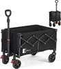 A black folding wagon with a handle and wheels. Produktbild-Vorschau