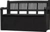 A black garden bench with a slatted back and storage compartment. Produktbild-Vorschau