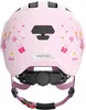 The back view of a pink children's bicycle helmet with princess and butterfly decorations. Náhled obrázku produktu